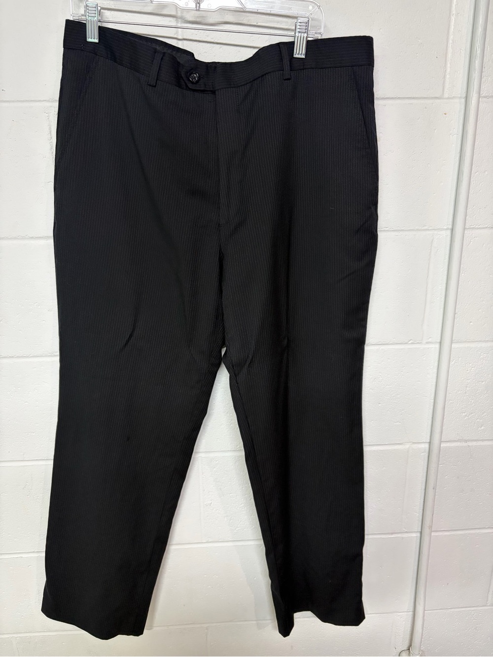 Stafford Black Pinstripe Dress Pants - Straight Leg